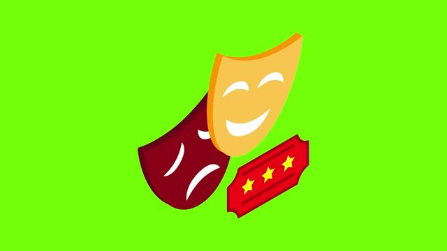 Theater festival icon animation cartoon best object on green screen background