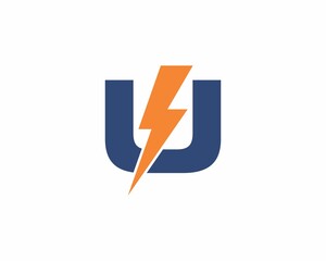 Letter U with Thunder Bold Logo 001