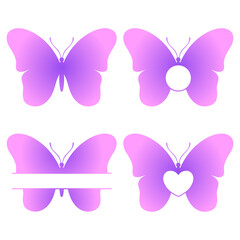 Butterfly vector monogram. Insect silhouette. Template for laser and paper cutting, printing on a T-shirt, mug. Flat style. Hand drawn decorative element for your design. Isolated on white background.