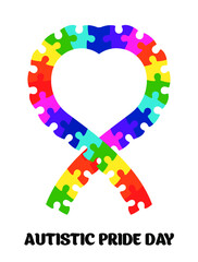 Autistic Pride Day. Colorful puzzle ribbon concept vector