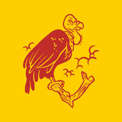 Angry Condor Bird Cartoon Vector