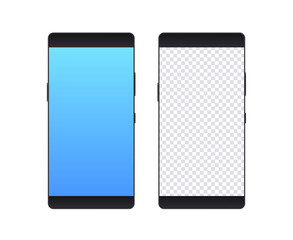 Vector smartphone isolated on white background. Realistic phone template for inserting any UI, UX interface.