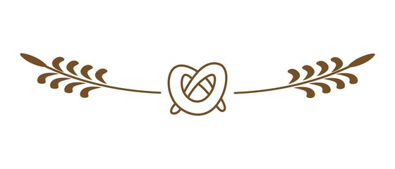 Flat pretzel icon with decorative spikelets on transparent background. Vector isolated illustration for background compositions decoration