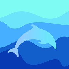 Fototapeta na wymiar Abstract dolphin in the sea waves