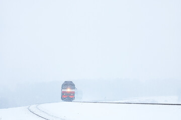 heavy snowfall on the railway	