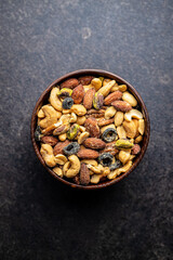 Mix of salted nuts in bowl