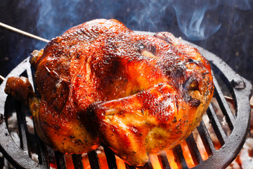 roasted chicken in the wood-fired oven