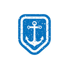 Anchor icon. Blue grunge silhouette. Vector simple flat graphic illustration. The isolated object on a white background. Isolate.