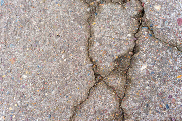 Cracks in the road after rain.