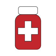 Obraz premium Medical tablets, pills bottle, simple flat illustration