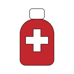 Medical tablets, pills bottle, simple flat illustration