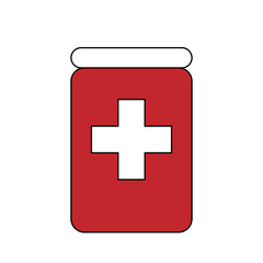 Obraz premium Medical tablets, pills bottle, simple flat illustration