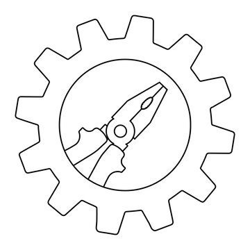 recommend clip art: Technical electric pliers icon in gear. Outline technical electric pliers vector icon for web design