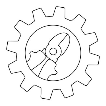 recommend clip art: Technical electric pliers icon in gear. Outline technical electric pliers vector icon for web design
