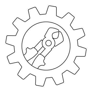 recommend clip art: Technical electric pliers icon in gear. Outline technical electric pliers vector icon for web design