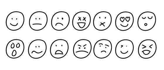 Hand Drawn Smilies Happy Emoji Faces