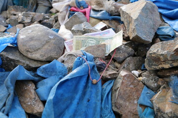 Buddhists in Mongolia. Altar to spirits.
