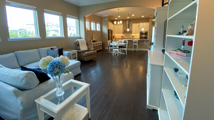 A modern nicely decorated cozy living room