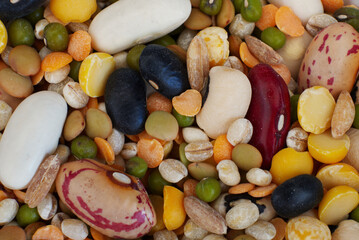 zenith photo of a composition of legumes