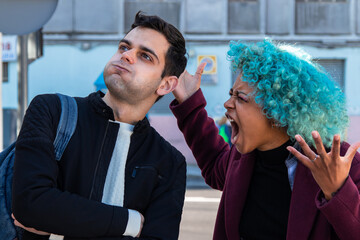couple arguing or fighting in the street