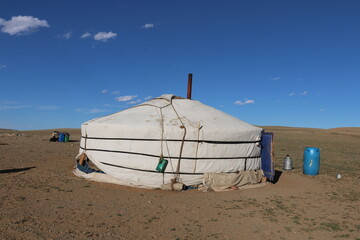 Beautiful landscape of Mongolia. Untouched nature in summer with grass and flowers. Mongolia, yurt, nomads, pastures, skull, camel, path, road in the dunes, desert, Asia,
Buddhists in Mongolia. Altar 