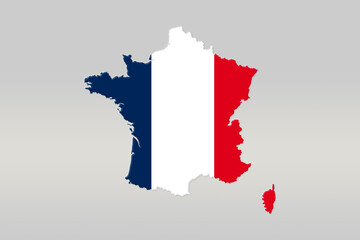 Flag map of France on grey background 