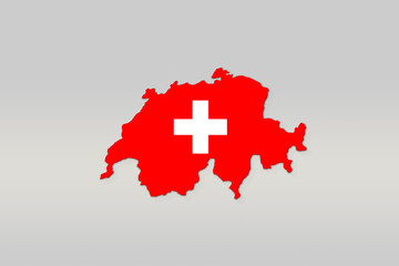 Flag map of Switzerland on grey background