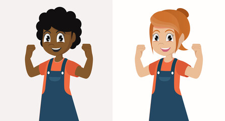 Girl with strong and healthy body., vector eps10 