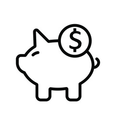  vector symbol image piggy bank boxes money and coins icon black on white