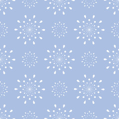 Fototapeta na wymiar Symmetrical pattern with dots. Vector repeating snowflakes. Abstract pastel blue pattern.