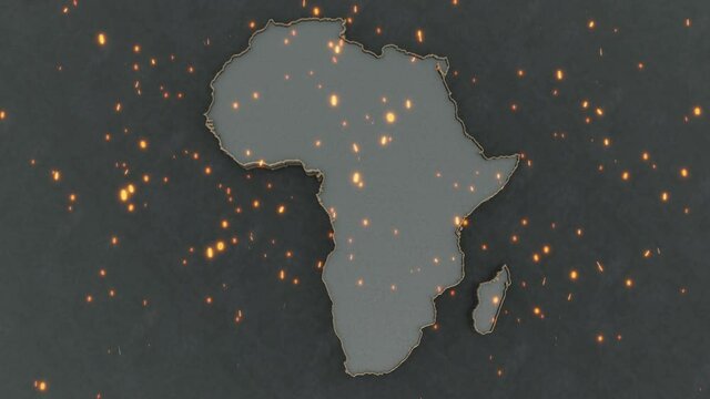 3D animation of the map of africa continent