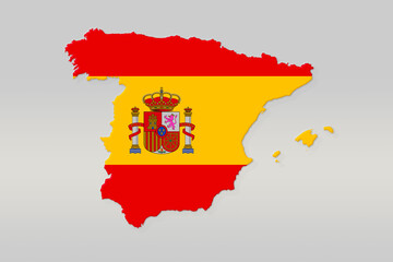 Flag map of Spain on grey background