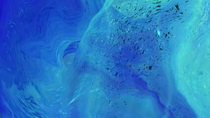 Blue flowing liquid waves abstract motion blurred background.