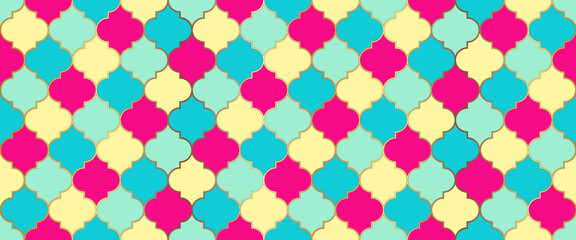 Seamless Moroccan Pattern Eid Mubarak Muslim Illustration. Arabic Mosque Window