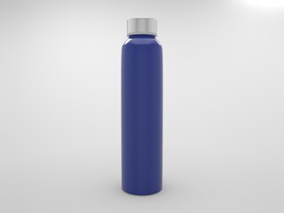 blue plastic bottle with liquid