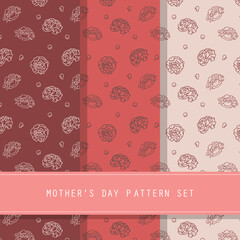 Fototapeta premium 母の日 カーネーション シンプル パターンセット/ Simple Carnation Pattern Set For Mother's Day - Vector Image