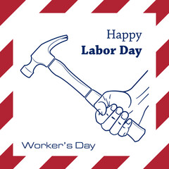 Happy Labor Day banner. Design template. Worker's day illustration. Abstract Happy Labor Day card. National american holiday illustration USA flag color. Festive poster banner hand tool lettering