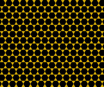 Patr&oacute;n de estrellas de seis puntas en color dorado creando hex&aacute;gonos negros en negativo