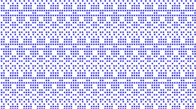 Patr&oacute;n textil cl&aacute;sico de estrellas azules formando figuras sobre fondo blanco