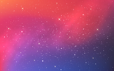 Space background with gradient texture. Bright cosmos and shining stars. Colorful nebula and milky way. Realistic starry galaxy. Cosmic wallpaper. Vector illustration © Vegorus