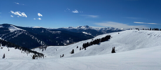 Beautiful panoramic view over Vail resort, CO