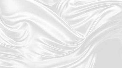 Fototapeta premium Beautiful flowing fabric of white wavy silk or satin. 3d rendering image.
