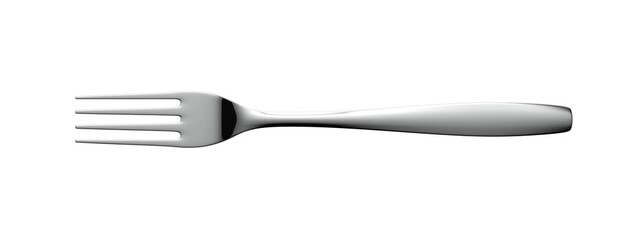 Silver fork isolated on white. 3d illustration. Single object. Stainless steel.