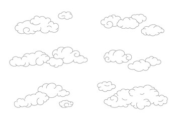 Vector doodle set of simple clouds.