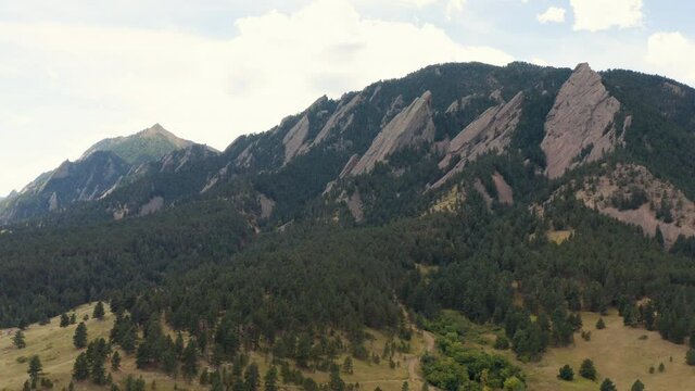 Beautiful Aerial Drone Shot Of Boulder Flatiron Mountains