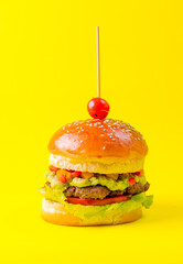 Food, burgers, salats, new and yellow