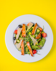 Food, burgers, salats, new and yellow