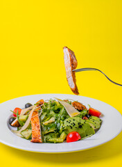 Food, burgers, salats, new and yellow