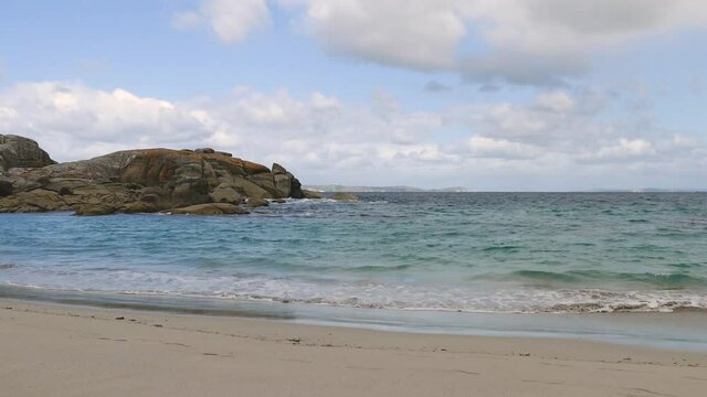 Blue sky with clouds over Aldan beach,Pontevedra  Spain