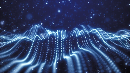 Futuristic point wave. Abstract background with a dynamic wave.Connecting background. Abstract wave. Artificial intelligence. Big data technology 3d rendering